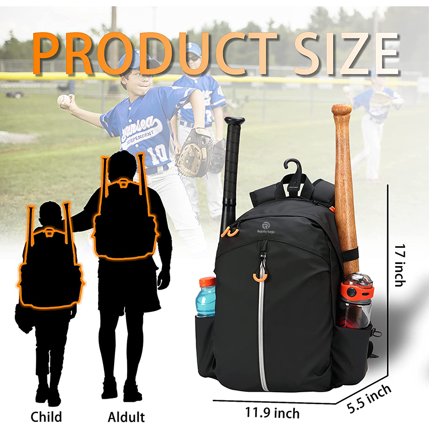 Backpack for Baseball - Shoes Compartment and Fence Hook Holds Helmets, Shoes, Glove, Bat for Boys and Girls Sports Bag RJ196198