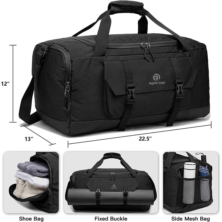 55L Large Gym Bags for Men Casual Weekender Overnight Bag for Women Lightweight Travel Duffel Bags with Shoes Compartment Sports Bag RJ196176