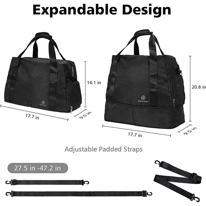 Water Resistant Expandable TravelBag with Shoe Compartment and Wet Pocket, Lightweight Carry On Bag for Weekender Overnight Sports Bag RJ196165