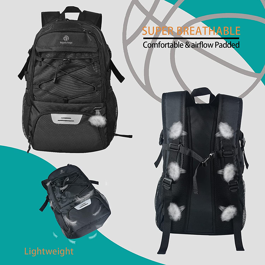 Large Sports Bag with Separate Ball holder & Shoes compartment, Best for Basketball, Soccer, Volleyball, Swim, Gym Ball Bag RJ196106