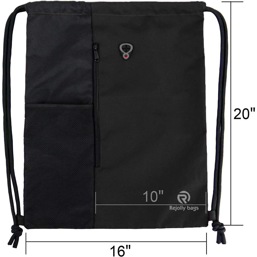 Drawstring Backpack Sports Gym Bag for Women Men Children Large Size with Zipper and Water Bottle Mesh Pockets Ball Bag RJ196123