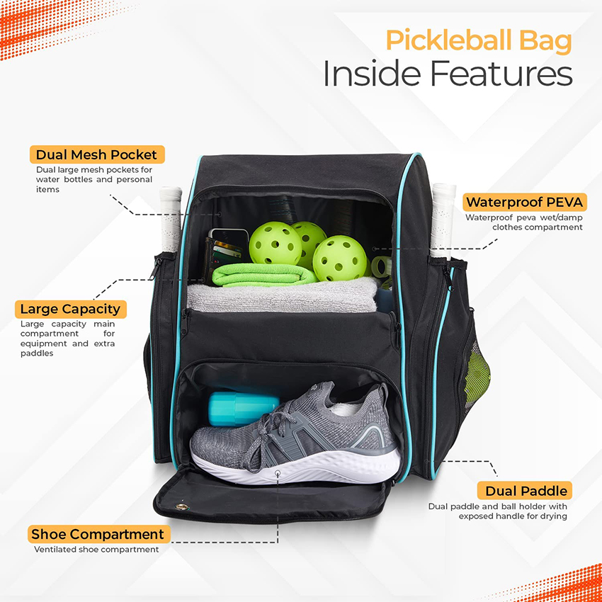 Backpack for Pickleball paddles, equipment & accessories - shoe compartment, water resistant Sports Bag RJ196146