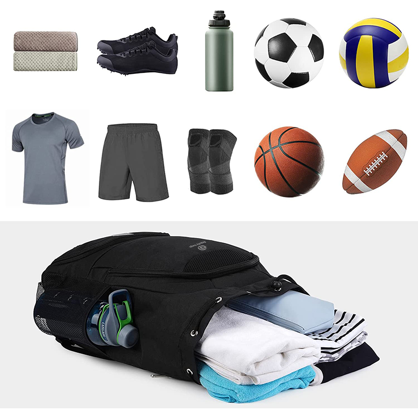 Drawstring Backpack, Soccer Basketball Backpack with Shoe & Ball Compartments and Wet Pocket Gym Ball Bag RJ196127