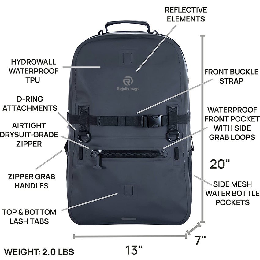 Waterproof Submersible Backpack with Laptop Sleeve & Airtight Zippers for Outdoors, Travel, Boating, Kayaking, Surfing, Floating Dry Bags RJ228391