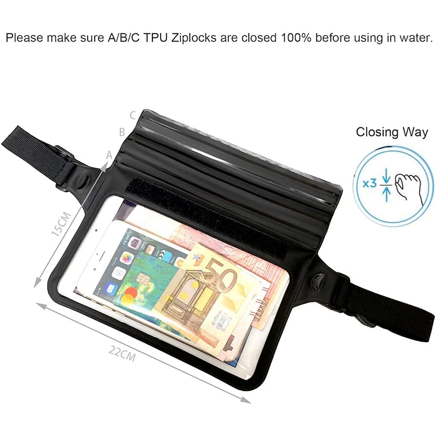 Screen Touch Waterproof Waist Pouch With Adjustable Waist Strap Keep Your Phone kindle Wallet Money Valuables Dry Bags RJ228392