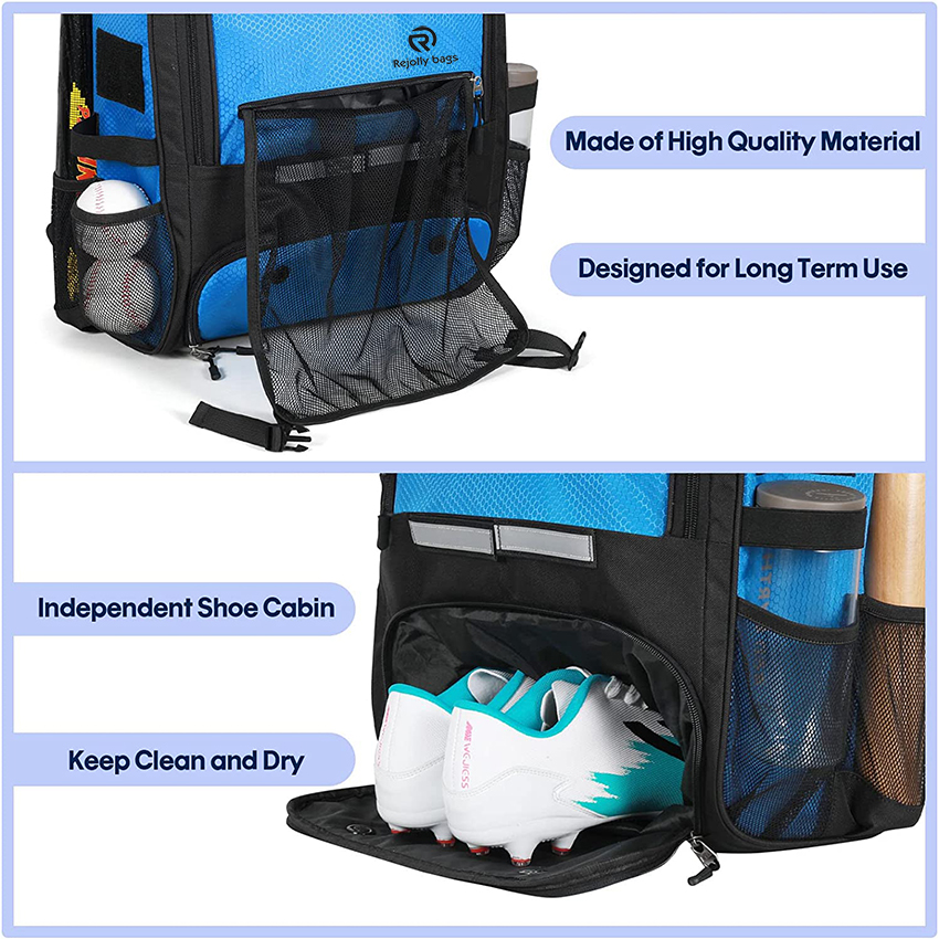 Softball Bag with Separate Shoe Compartment, Large Baseball Backpack, Softball Backpack with Fence Hook, Baseball Bat Bag with 4 Bat Sleeves Baseball Bags RJ19682