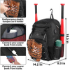 Youth Softball Bat Bag with Vented Shoes Compartment, Lightweight Baseball Bag TBall Bat & Equipment with Fence Hook Baseball Bags RJ19674
