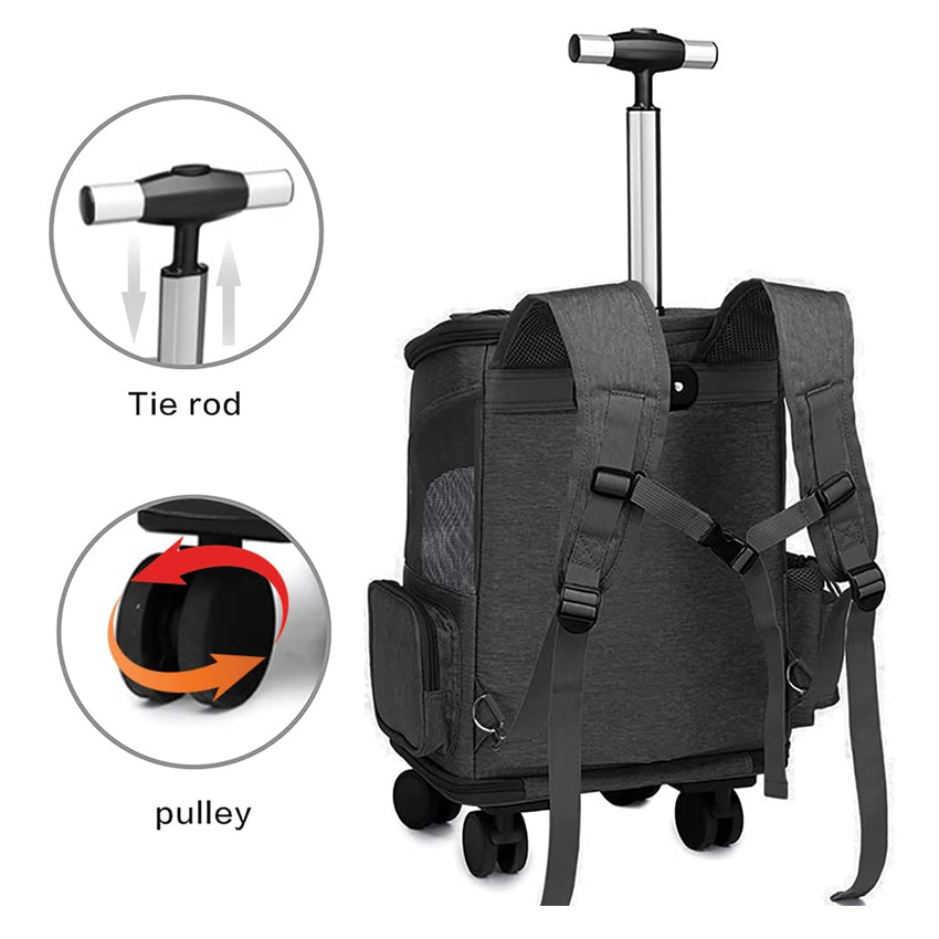 Wheeled Pet Carrier Backpack Pet Stroller Travel Carrier Car Seat for Small Dogs Cats Puppies