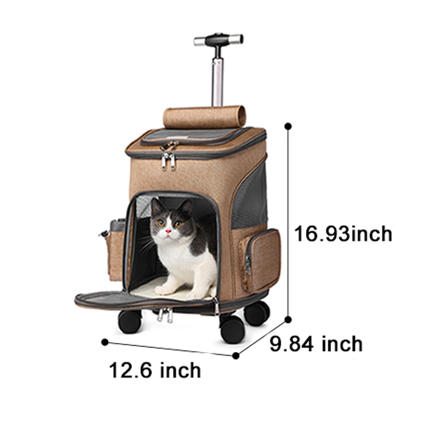 Durable Large Size Soft-Sided Pet Backpack Ventilation Pet Carry Roller Bag