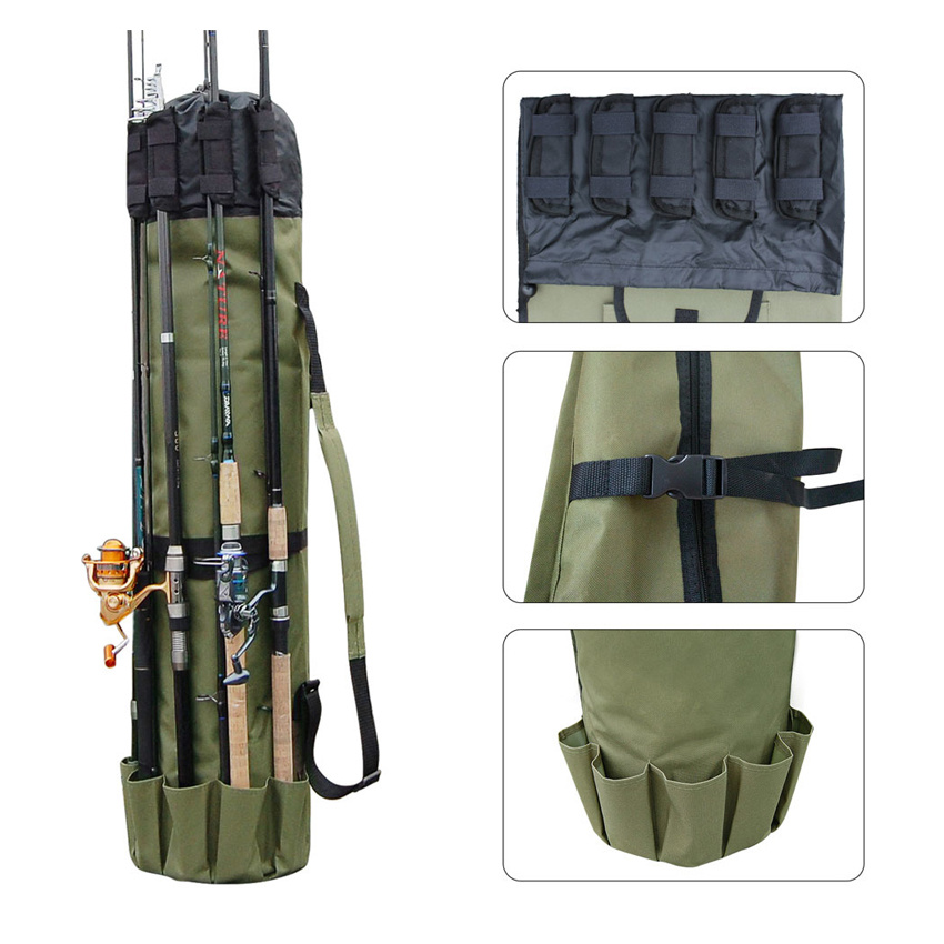 Multi-Functiona Fishing Outdoor Tool Sports Waterproof Packing Pole Bag Fishing Tackle Storage Bag Large Capacity Rod Bag Food Storage Carrier Gear Backpack Bag