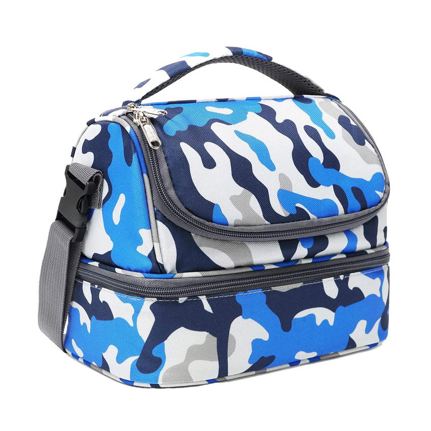 Kids Food Box Double Decker Cooler Insulated Lunch Bag Beach Tote Bag