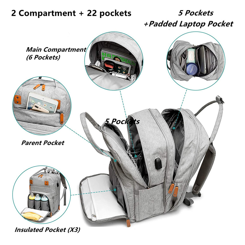 Multifunction Maternity Travel Expandable Backpack Baby Travel Diaper Bag