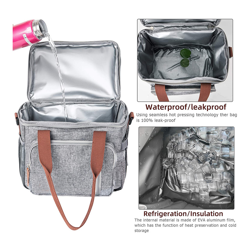 Expandable Insulated Large Lunch Bag Weekend Picnic Bag Casual Tote Cooler Bag
