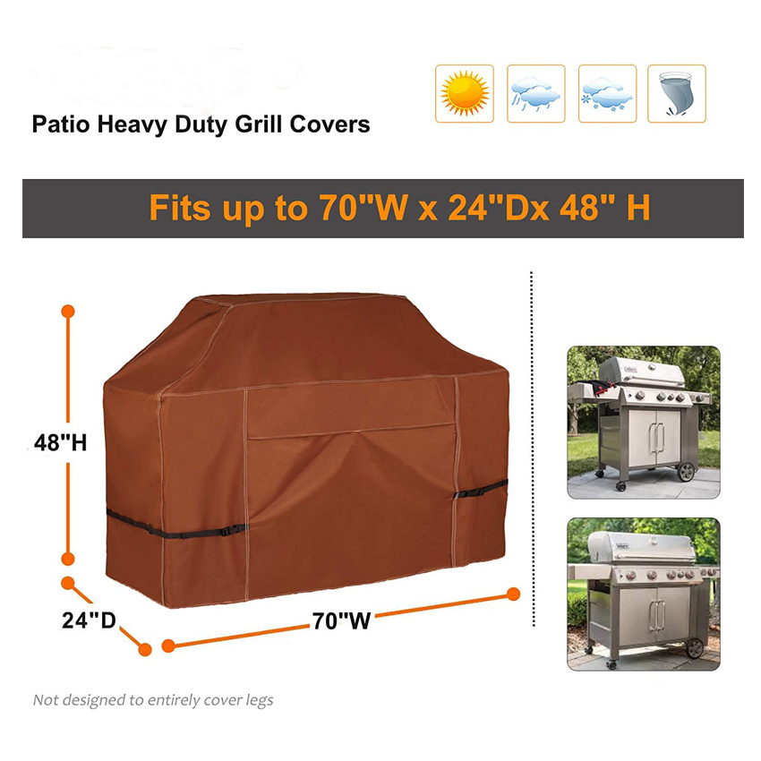 Brown Outdoor BBQ Grill Cover Burner Waterproof Heavy Duty Patio Barbecue Gas Grill Cover