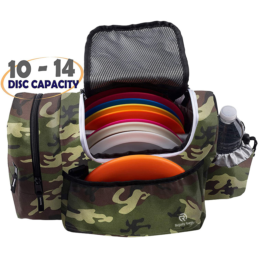 Large Capacity Holds 10-14 Discs Water Bottle and Accessories Disc Golf Bag