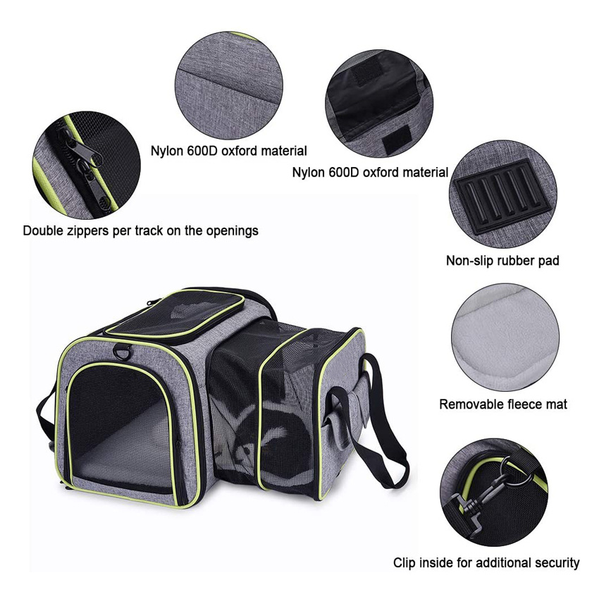Expandable Soft-Sided Cat Travel Bag Collapsible Portable Dog Carrier Bag