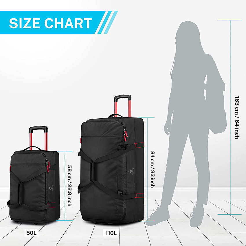 Rolling Duffle Bag with Wheels 50L Travel Carry on Wheeled Duffel Luggage with Rollers Bags