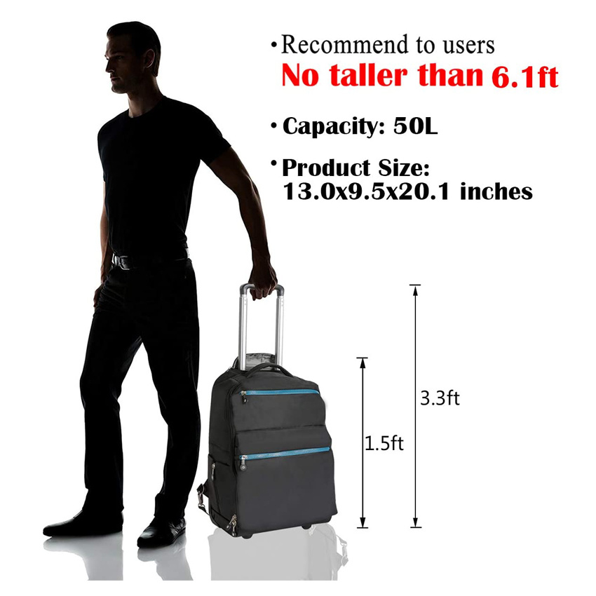 Large Storage Multifunction Travel Wheeled Rolling Backpack Luggage Books Laptop Bag