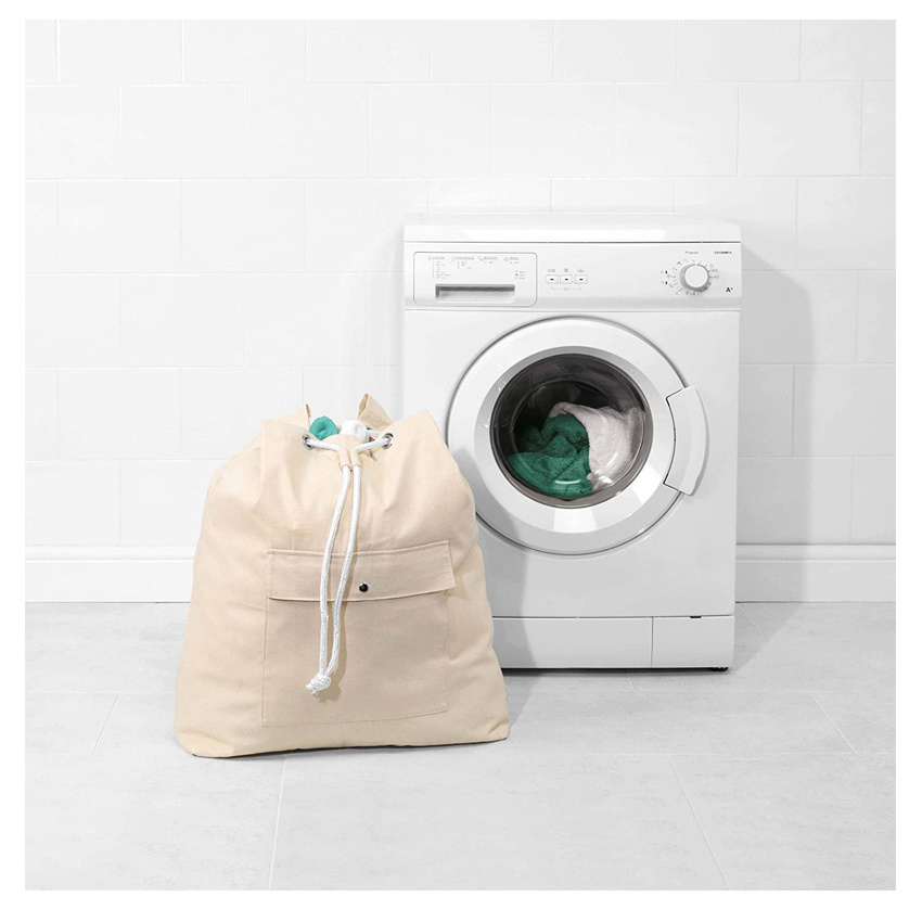 Oversized Laundry Canvas Backpack Waterproof Washing Laundry Bag for Bedroom Bathroom