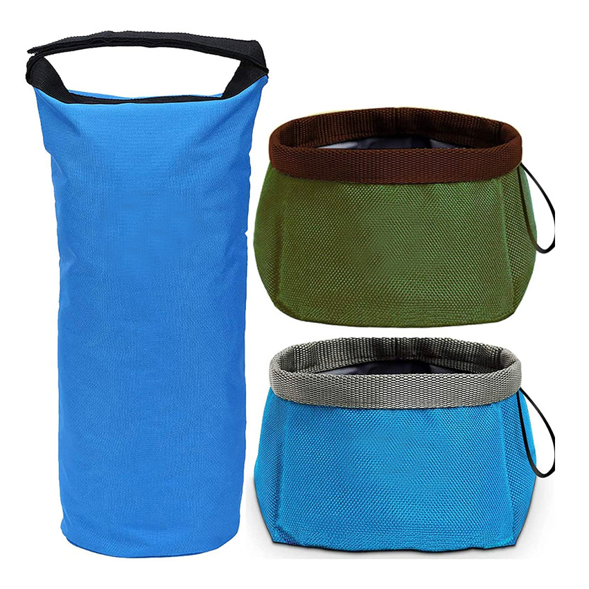 Collapsible Dog Food Tote Bag Portable Travel Dog Bowl Kit for Food