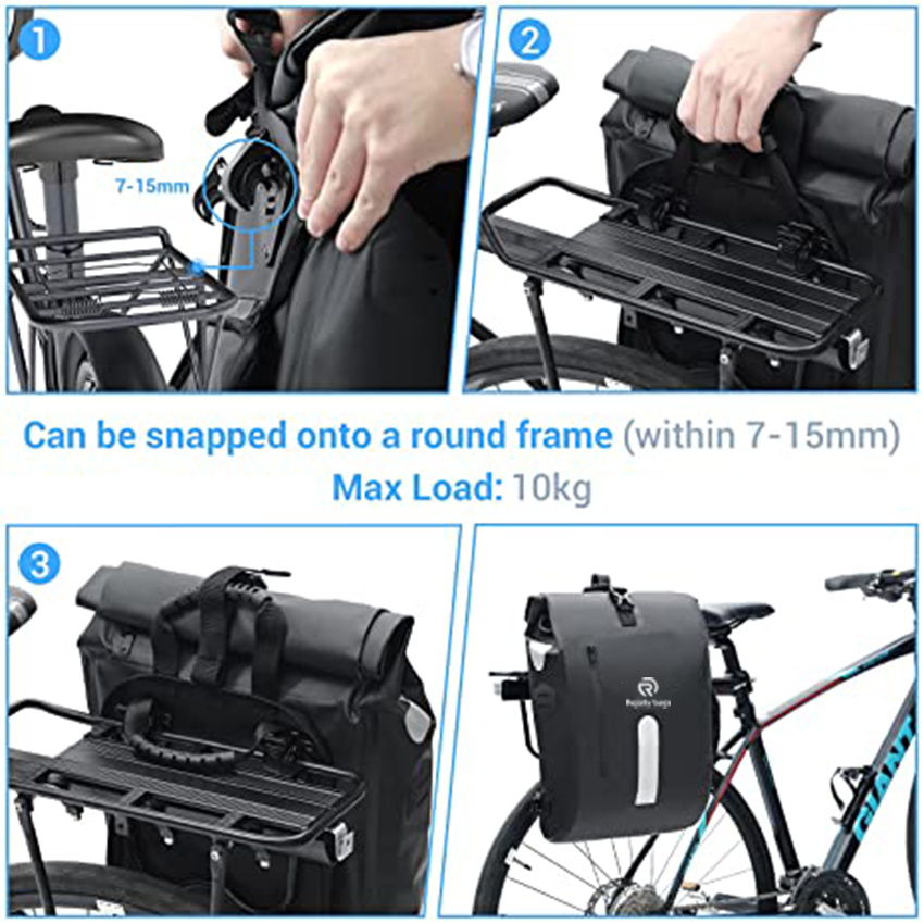 Bike Pannier Backpack with Padded Laptop Bag with Cross Shoulder Strap & Quick-Release Waterproof Bike Saddle Bag