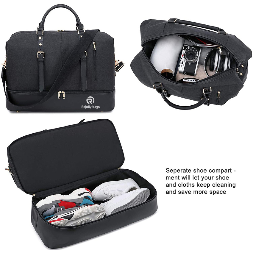 Weekender Overnight Bag Oversized Travel Duffel Leather for Men and Women Carry on Tote Shoe Compartment Duffel Bags