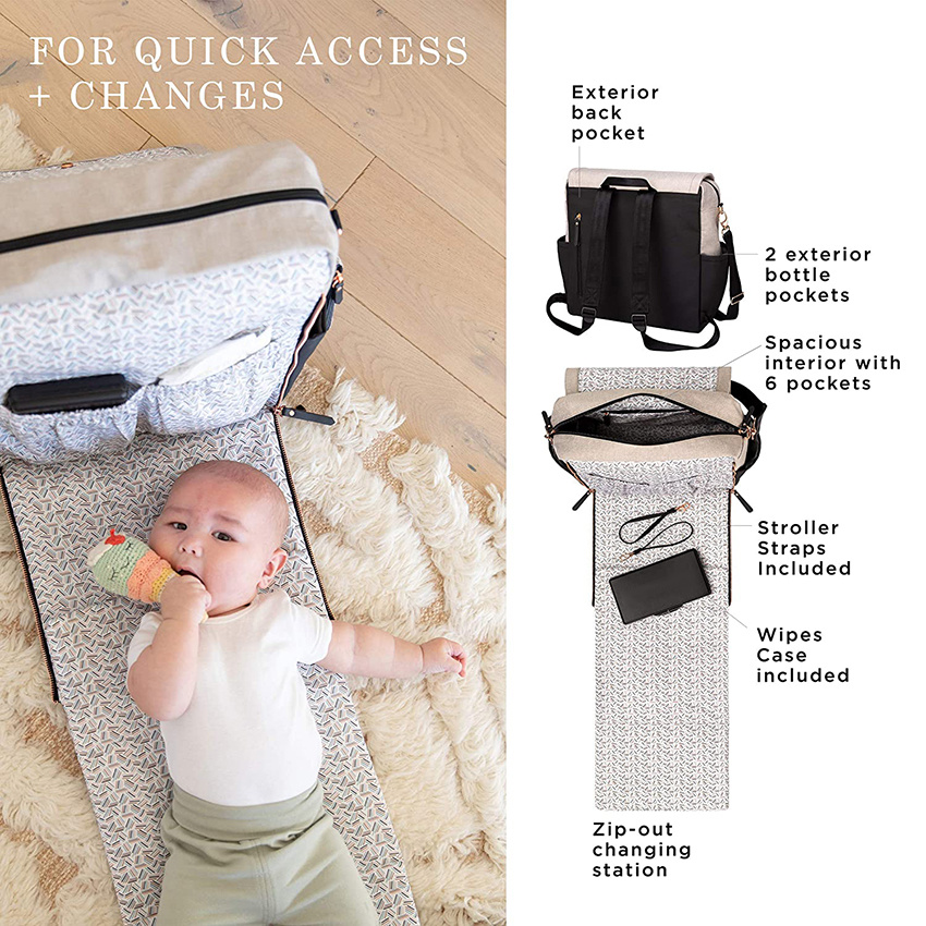 Multifunction Bottom Boxy Backpack Diaper Bag Backpack for Parents Top-Selling Stylish Baby Bag