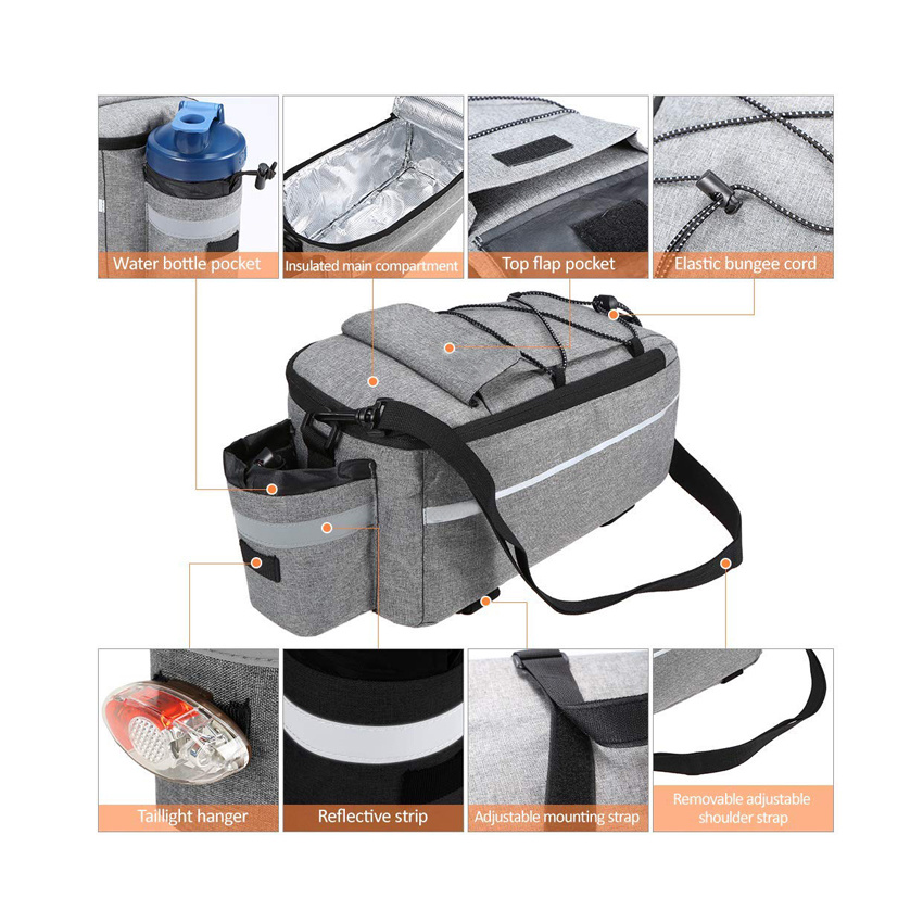 Bicycle Cooler Bag for Cold or Hot Items Bike Rear Rack Storage Case Bike Pannier Bag