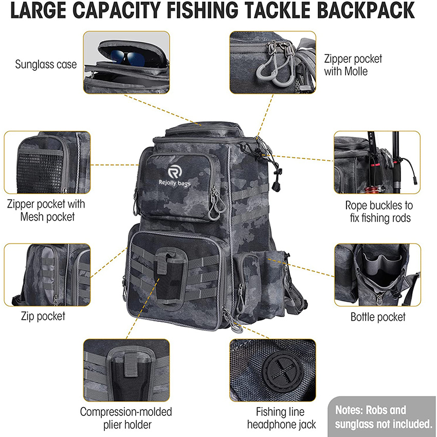 Large Waterproof Tackle Bag Storage, Waterproof Protective Rain Cover, Backpack for Trout Fishing Outdoor Sports Camping Hiking Fishing Rod Bags