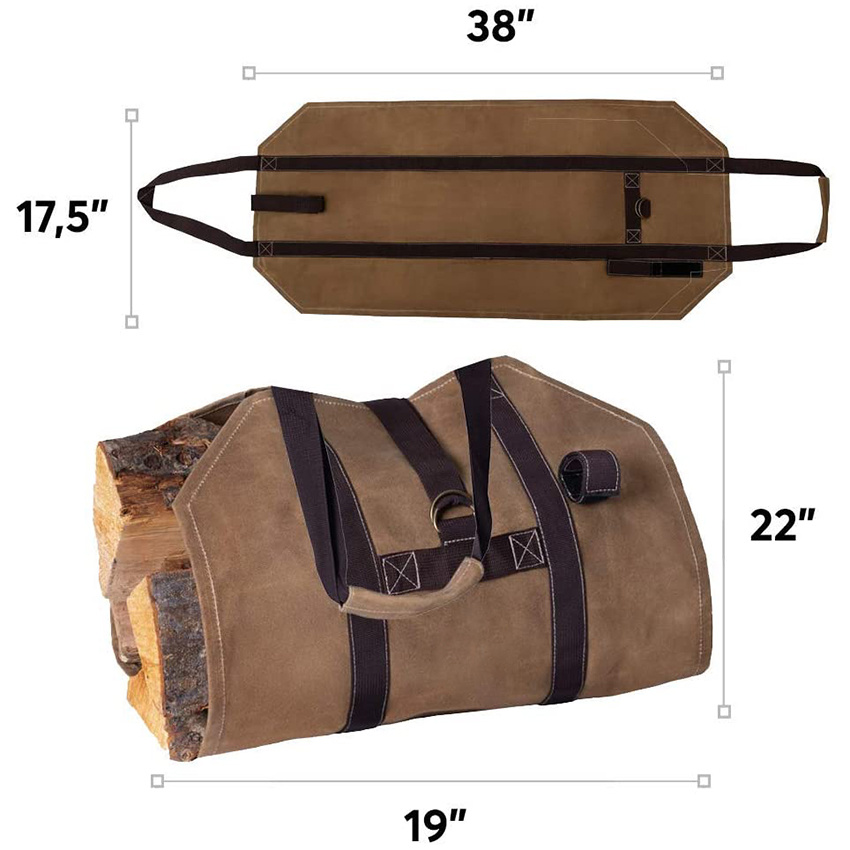 Waxed Canvas Log Carrier Firewood Holder Elegant Wood Bag Carrier Tote