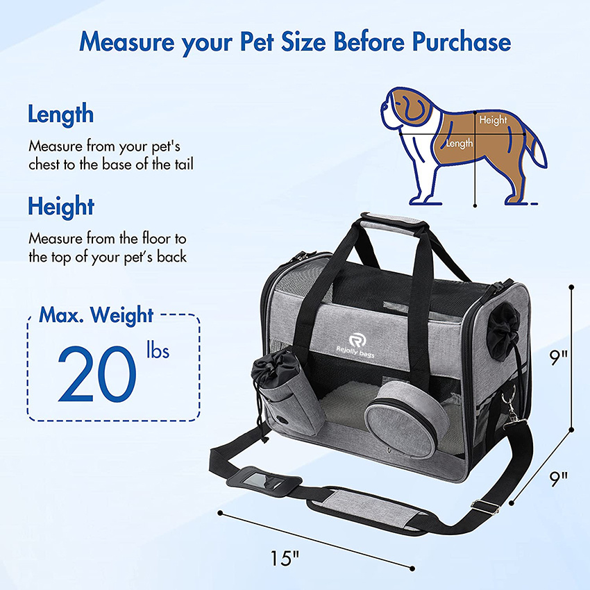 Pet Carrier for Small Medium Cat Dog Puppy Soft Sided Collapsible Pockets for Water Bottle and Bowl Safety Locking Zippers Tsa Airline Approved Travel Bag Kitte