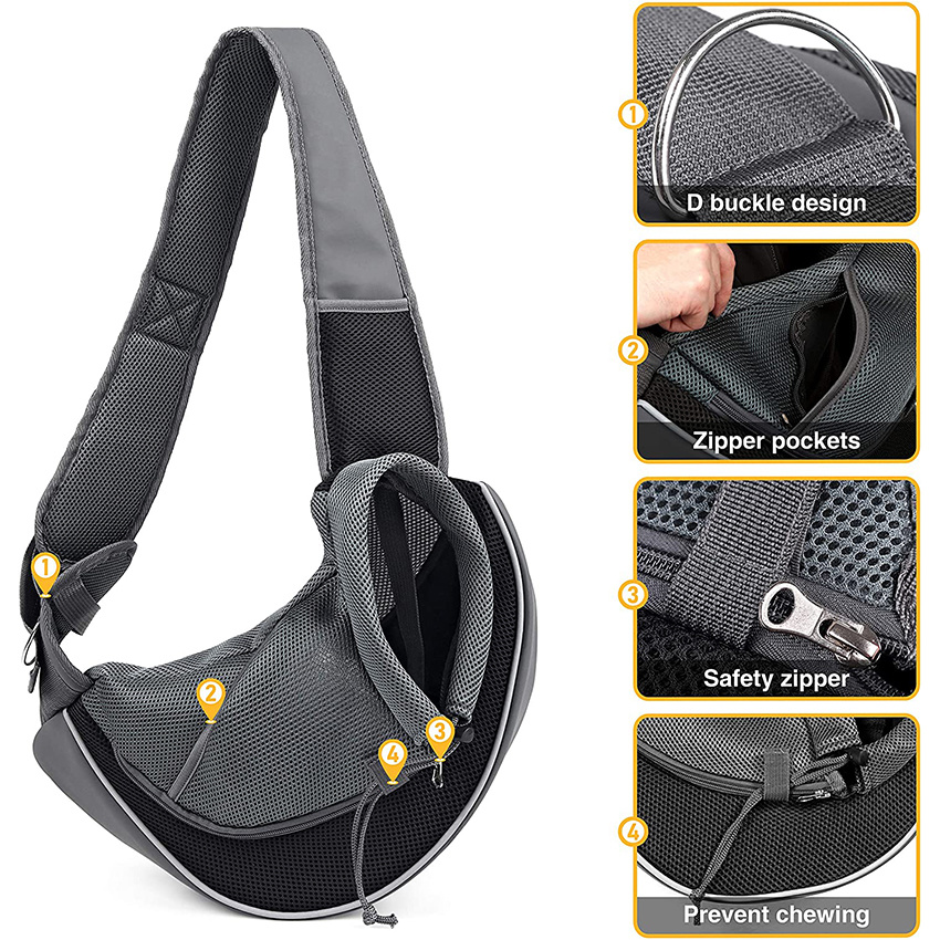 Pet Dog Sling Carrier Puppy Sling Bagadjustable Strap Mesh Hand Free Satchel Bag for Outdoor Travel