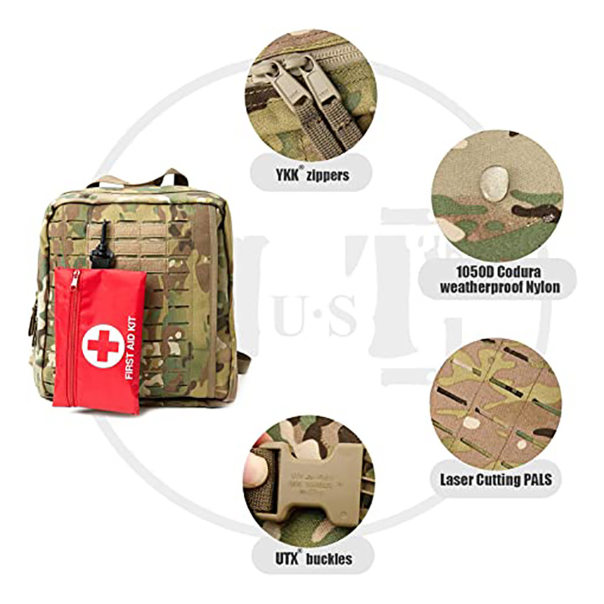 Military Style Bag EMT Individual First Aid Kits Backpack System for Home or Outdoor Survival Emergency Bag