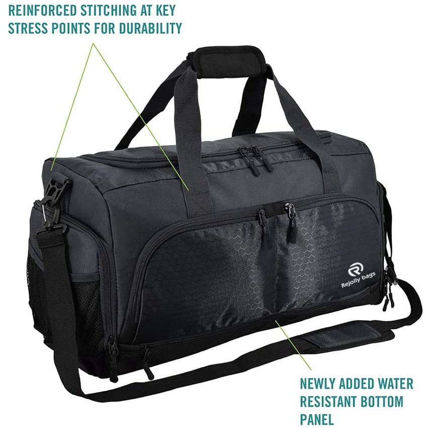 Durable Crowdsource Designed Duffel Bag with 10 Optimal Compartments Including Water Resistant Pouch