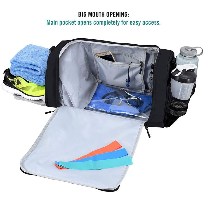 Durable Crowdsource Designed Duffel Bag with 10 Optimal Compartments Including Water Resistant Pouch