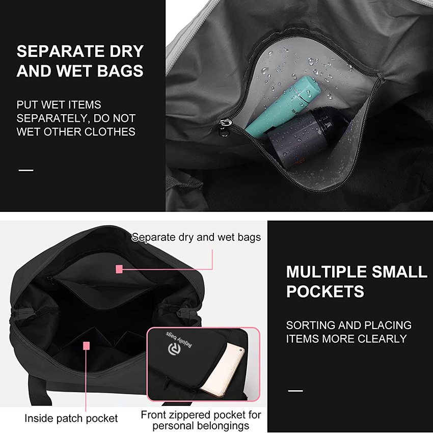 Large Capacity Folding Oxford Fabric Waterproof Lightweight Foldable Travel Portable Expandable Dry and Wet Separation Carry on Bag for Airplanes Tote Bag