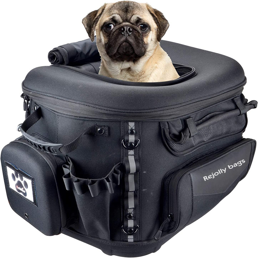 Pet Carrier Portable Weather Resistant Motorcycle Dog Cat Carrier Bag Crate for Luggage Rack or Passenger Seat
