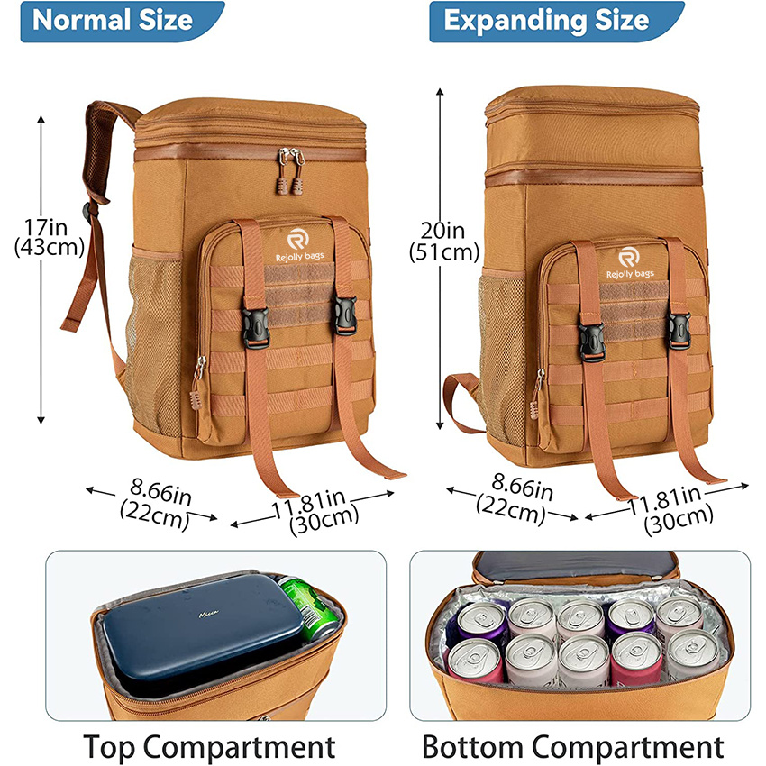 Expandable Lunch Cooler for Men Women Adult, Durable Waterproof Backpack Cooler for Work Picnic Beach Camping Travel Backpack