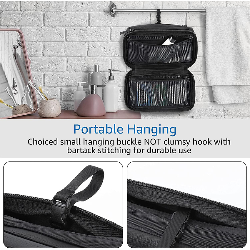 Compact Mens Toiletry Travel Bag Hanging, Mens Dopp Kit for Travel Waterproof Toiletry Bag