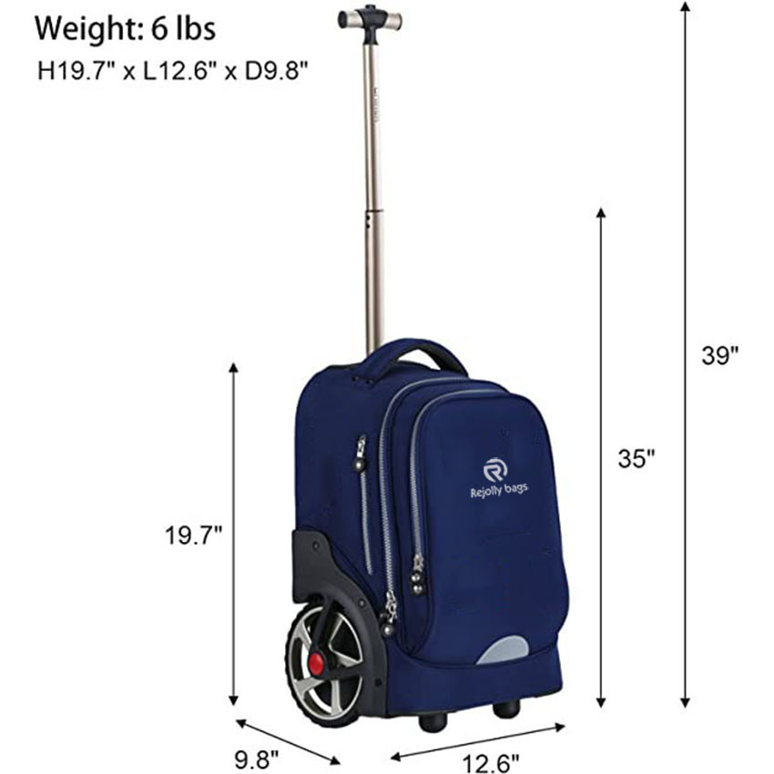 19 Inch Roller Bookbag with Adjustable Handle for School Rolling Bag