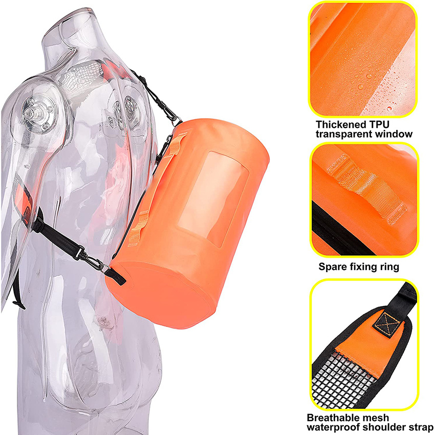 15L Swimming Waterproof Surf Bag Floating Breathable Shoulder Strap Airtight Zipper Dry Bag