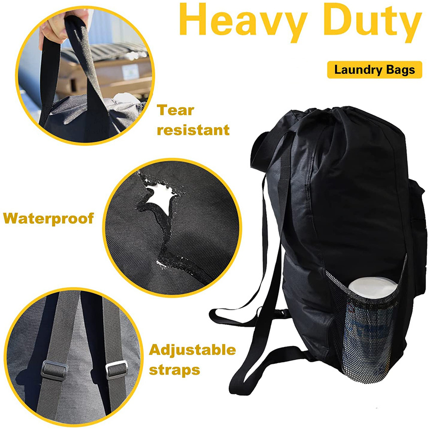 Adjustable Shoulder Straps and Drawstring Closure, Heavy Duty Laundry Backpack Portable with Handle Large Durable for College Travel Camp Laundry Bag