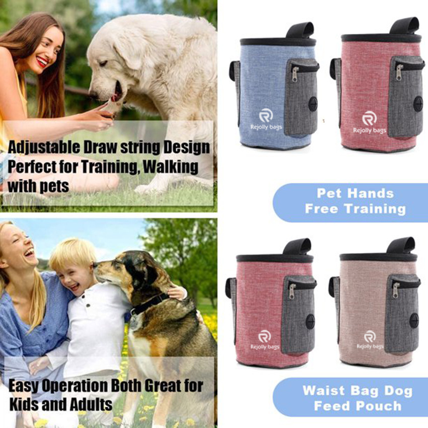 Multi-Purpose & Portable Puppy Treat Pouch, Adjustable Waistband & Poop Bag Dispenser, 2 Sizes Dog Training Pouch for Walking, Hiking Pet Bag