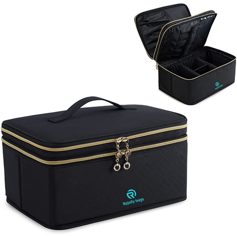 Large Makeup Case Travel Makeup Bag Cosmetic Case Organizer Portable Storage Bag with Adjustable Dividers for Cosmetics Makeup Brushes Toiletry Bag