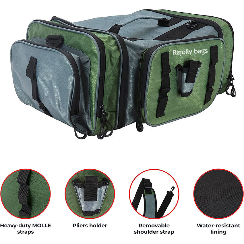 Large Tackle Bag, Soft Sided Front Loader Fishing Bag with Pliers Holder Fishing Fish Bag