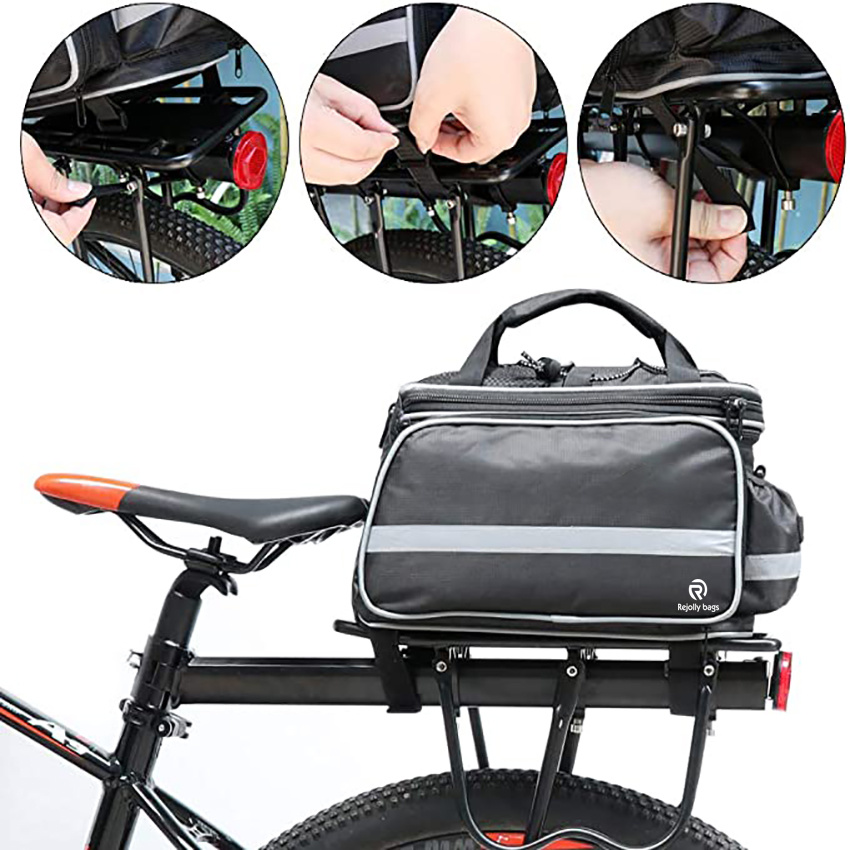 Bike Trunk Bag Extendable Large Capacity Saddle Pack Waterproof Bicycle Rear Rack Luggage Carrier Cycling