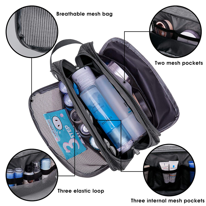 Nylon Lightweight Shaving Bag for Men and Women Small Toiletry Bag