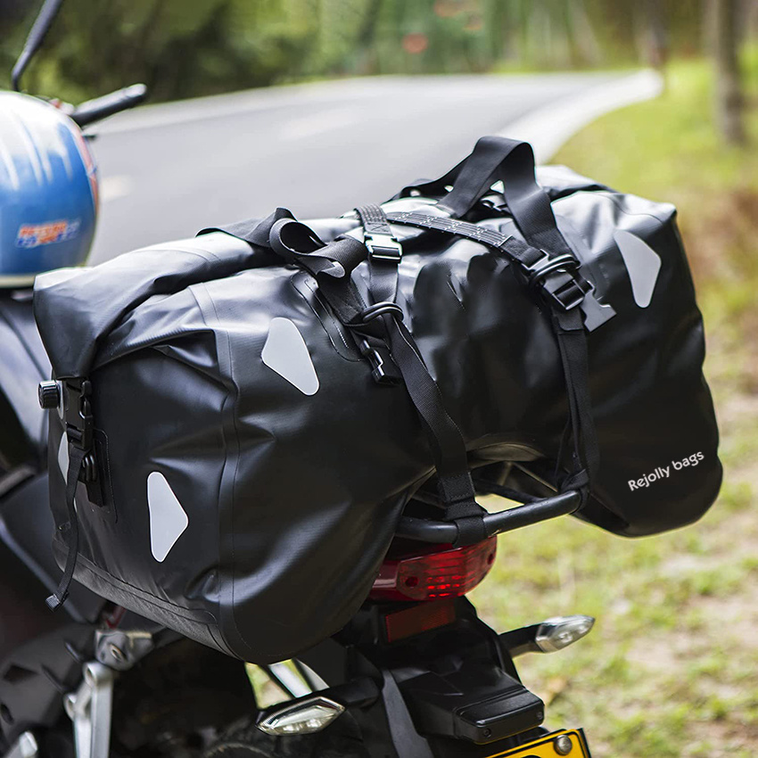 Dry Motorcycle Tail Bag 70L with Rope Straps and Inner Pocket Waterproof PVC 500d for Travel