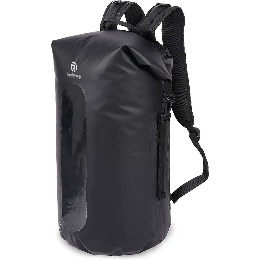 35L Waterproof Backpack, Lightweight Dry Bag Backpack for Hiking, Kayaking, Boating, Fishing Black/Blue Bag