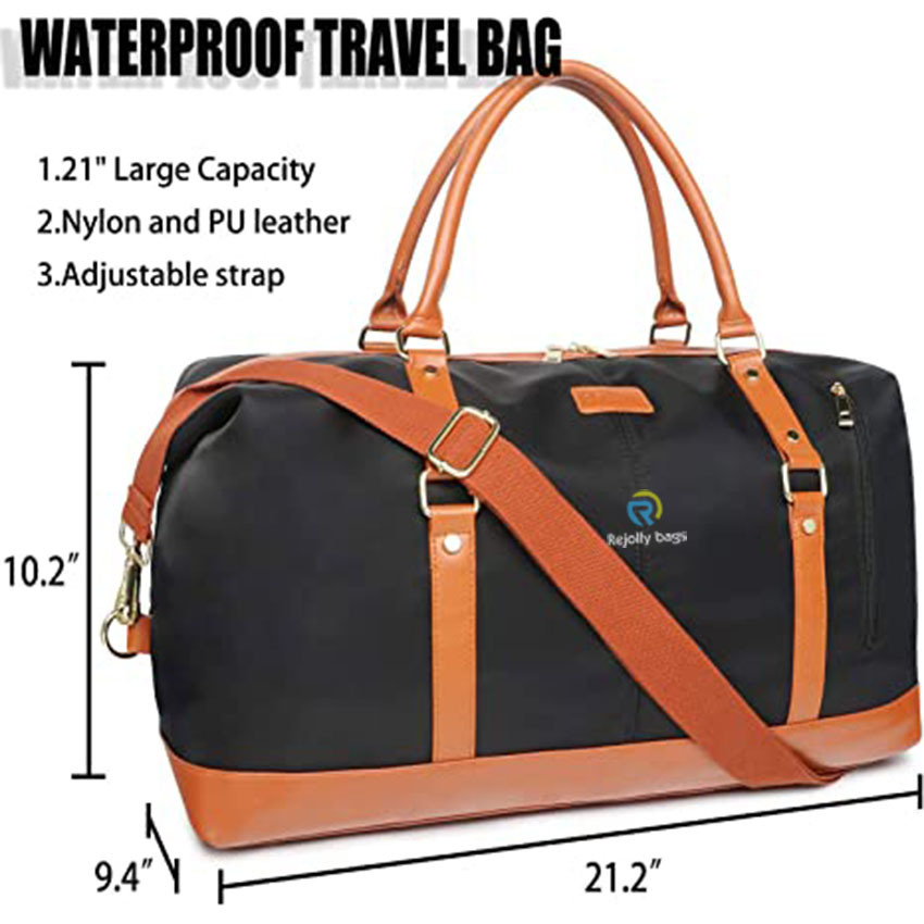 Ultra Large Size Smooth Nylon Leather Weekender Overnight Travel Carry on Bag